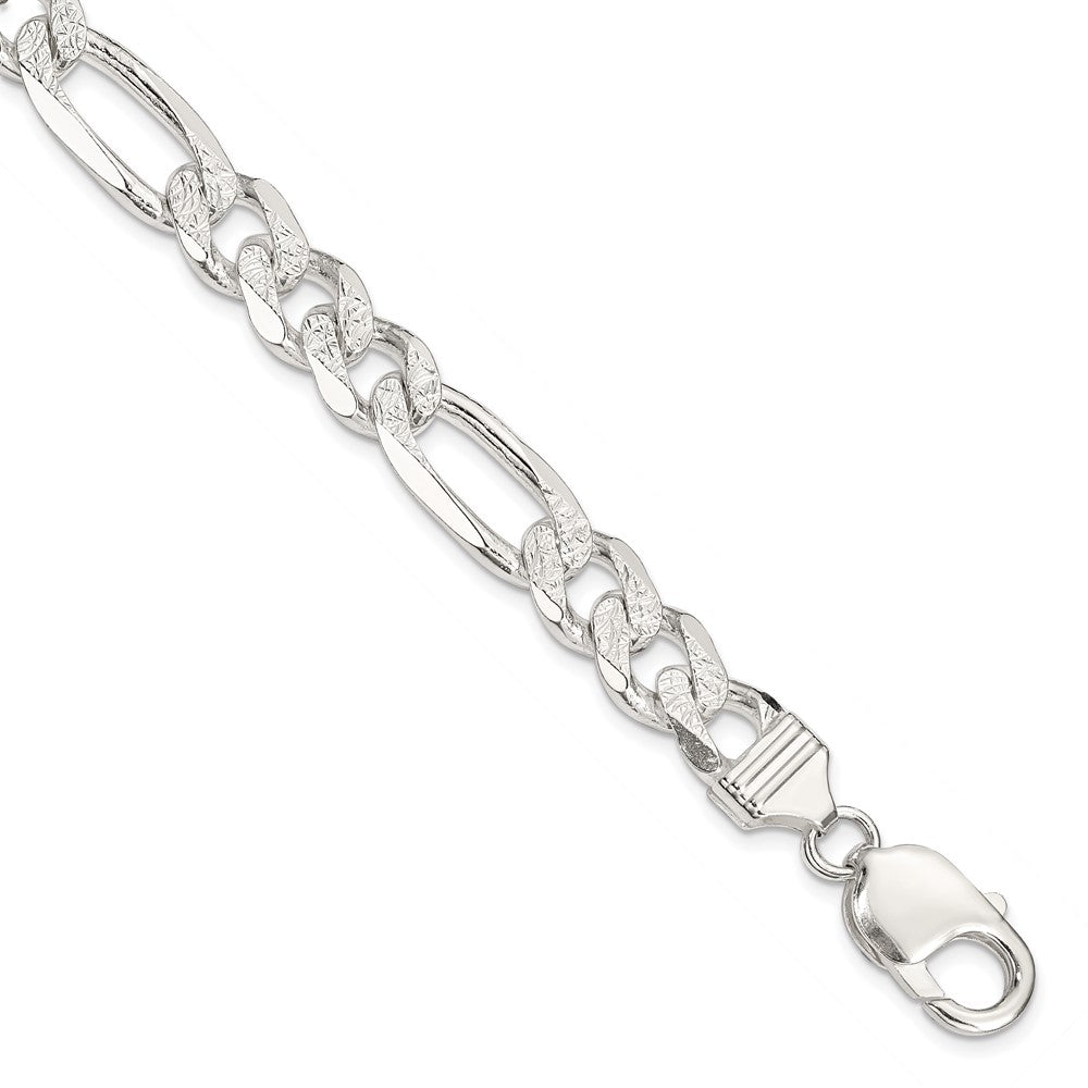 Sterling Silver 9.5mm PavÇ Flat Figaro Chain