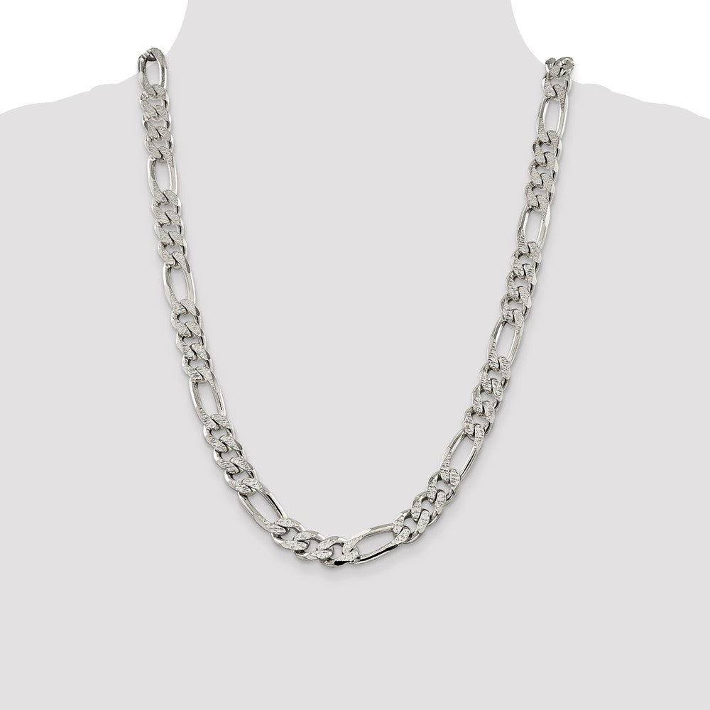 Sterling Silver 11.0mm PavÇ Flat Figaro Chain