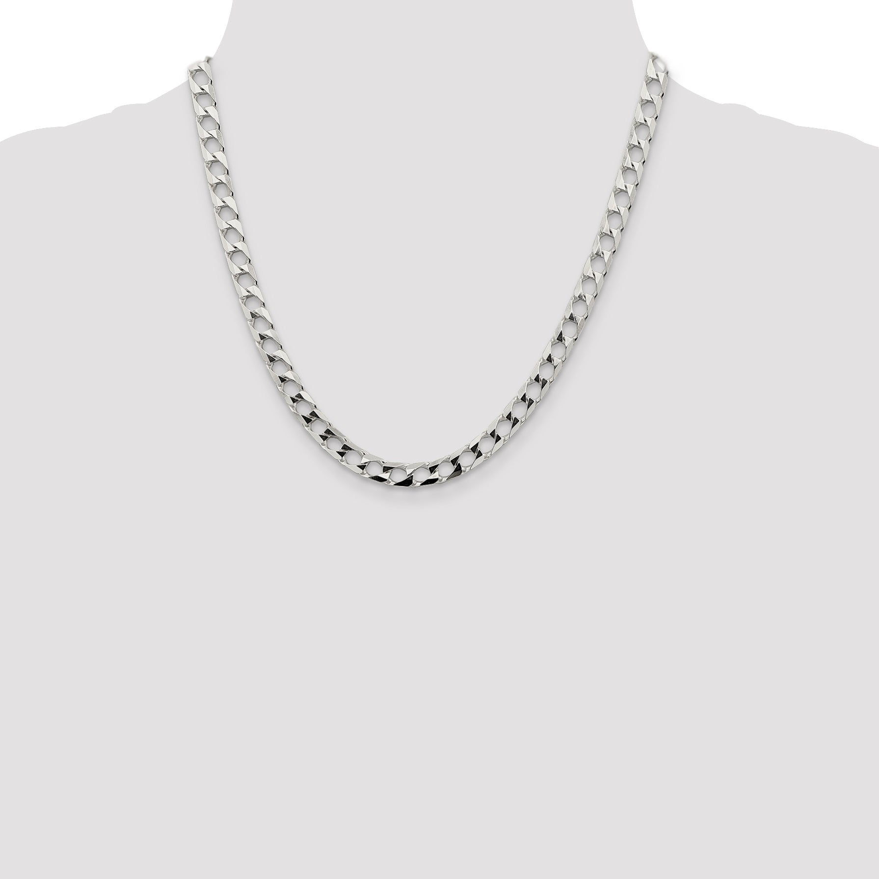 Sterling Silver 6.25mm D/C Square Curb Chain