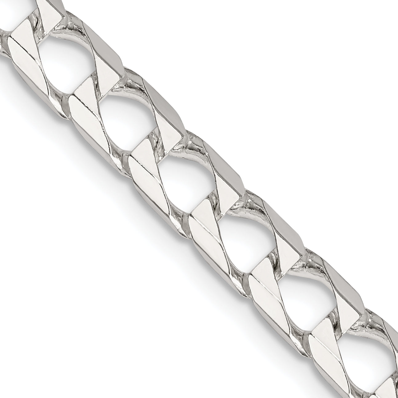 Sterling Silver 6.25mm D/C Square Curb Chain