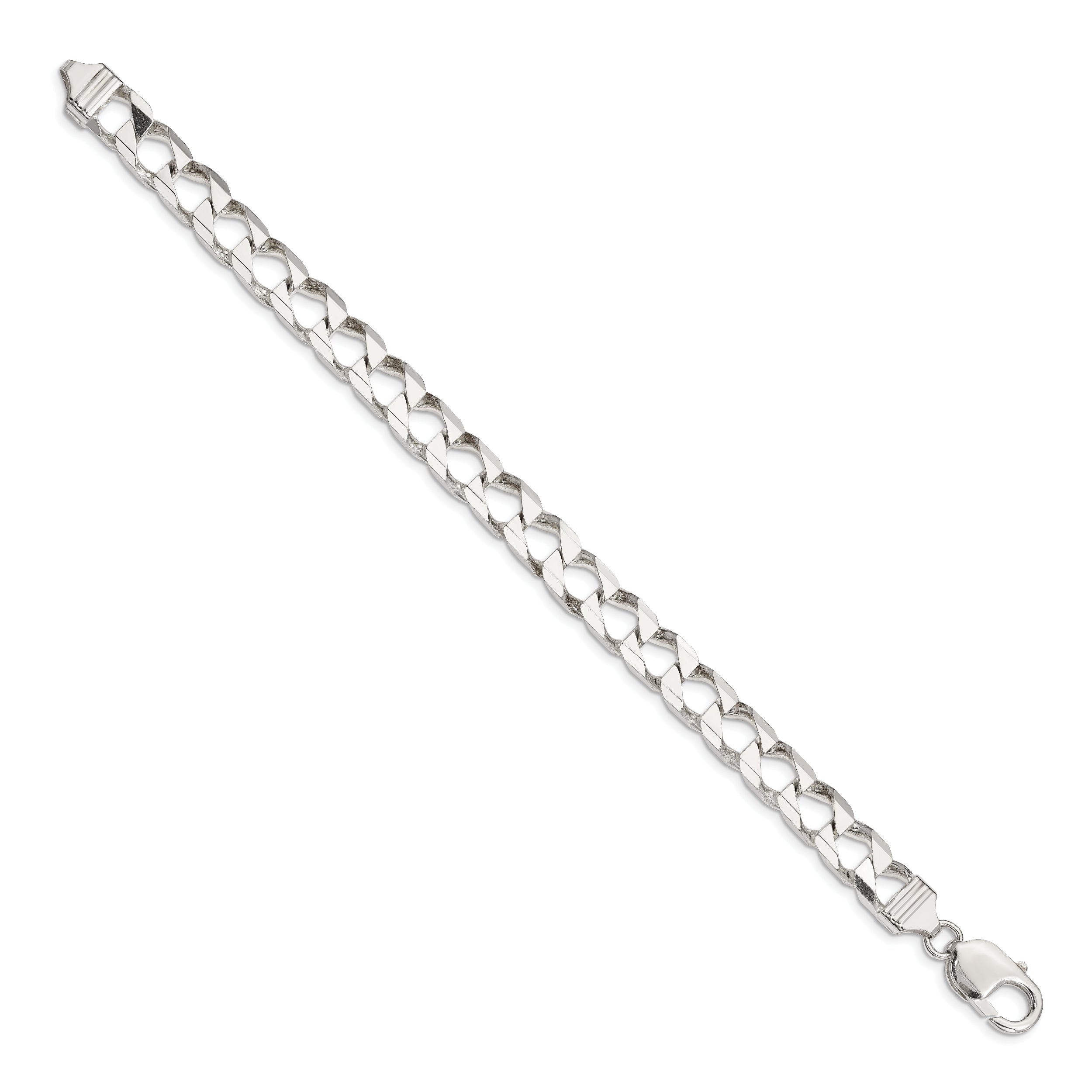 Sterling Silver 8.6mm D/C Square Curb Chain