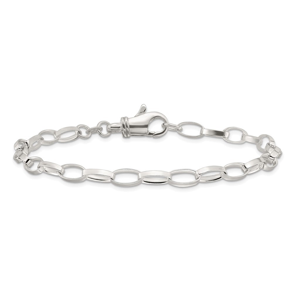 Sterling Silver 9inch Solid Polished Fancy Link Anklet
