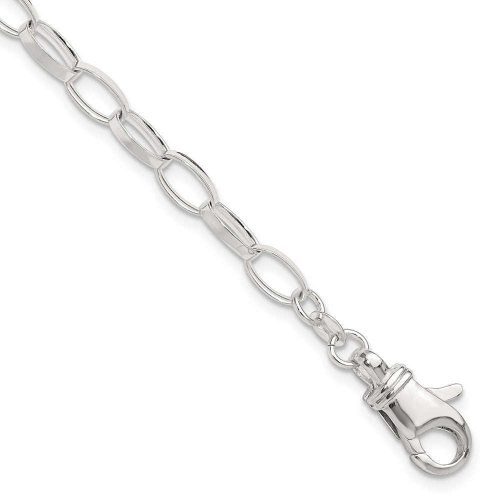 Sterling Silver 9inch Solid Polished Fancy Link Anklet
