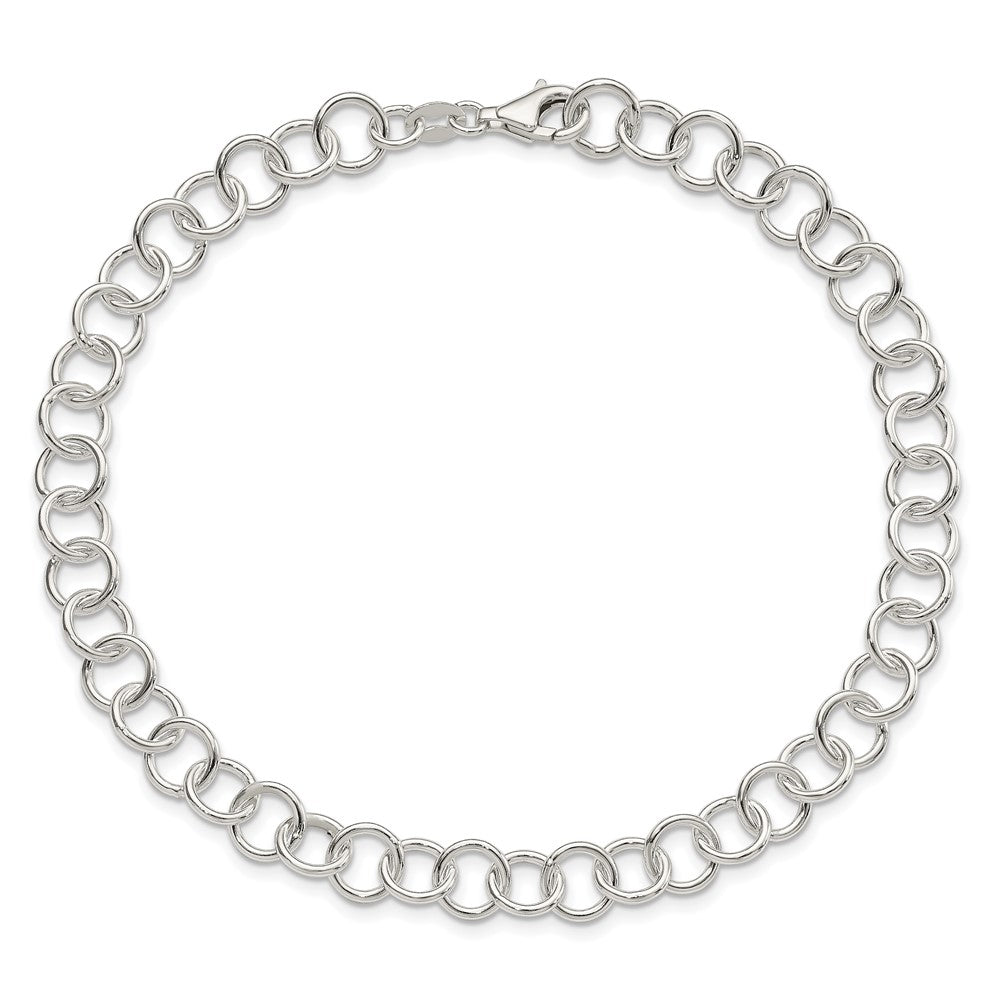 Sterling Silver 10inch Polished Fancy Link Anklet