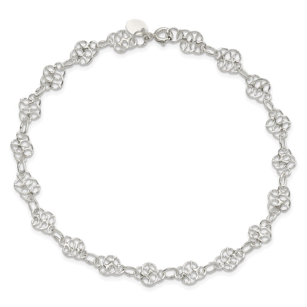 Sterling Silver 10inch Fancy Polished Anklet