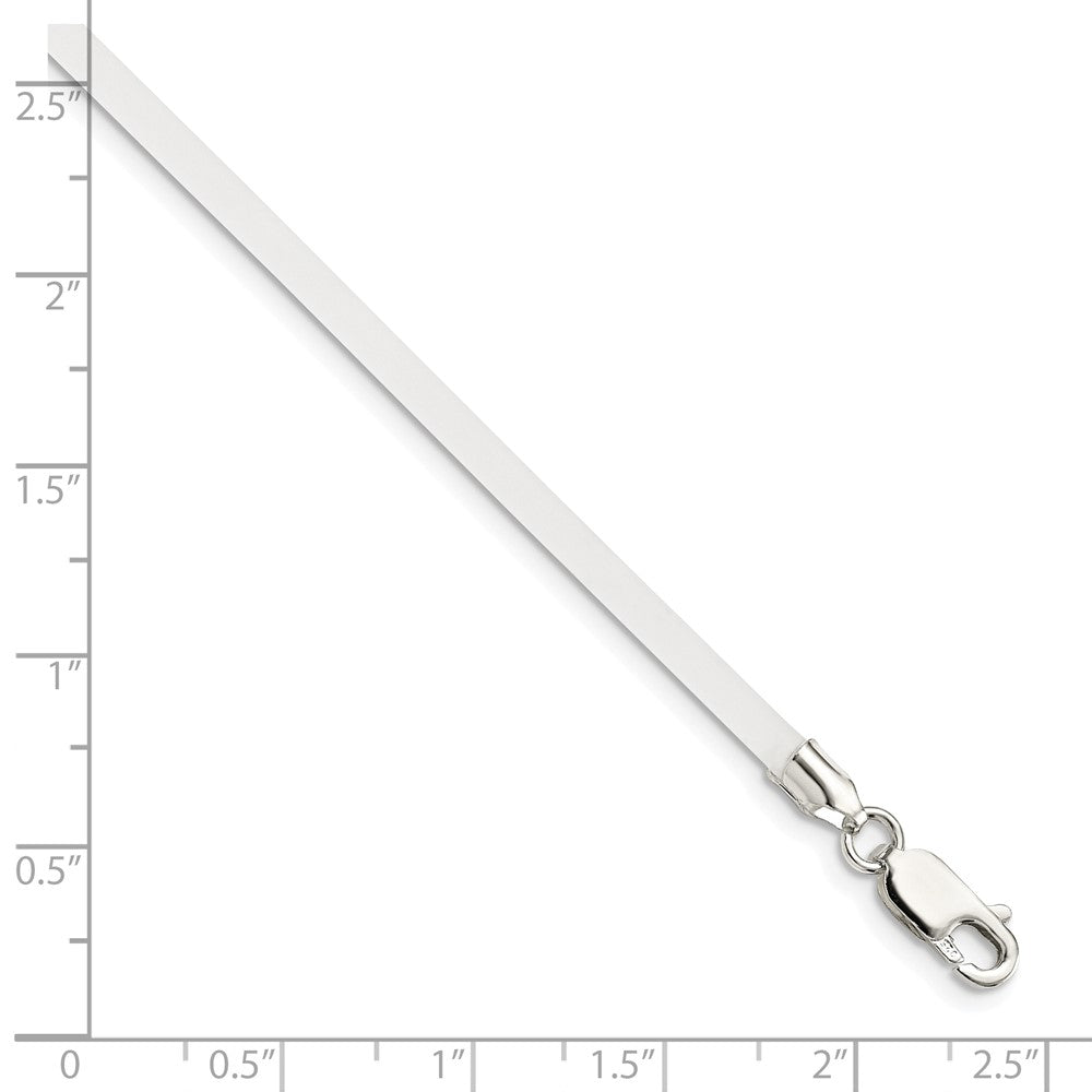 Sterling Silver 16inch 3mm Frosted Clear Rubber Cord Necklace