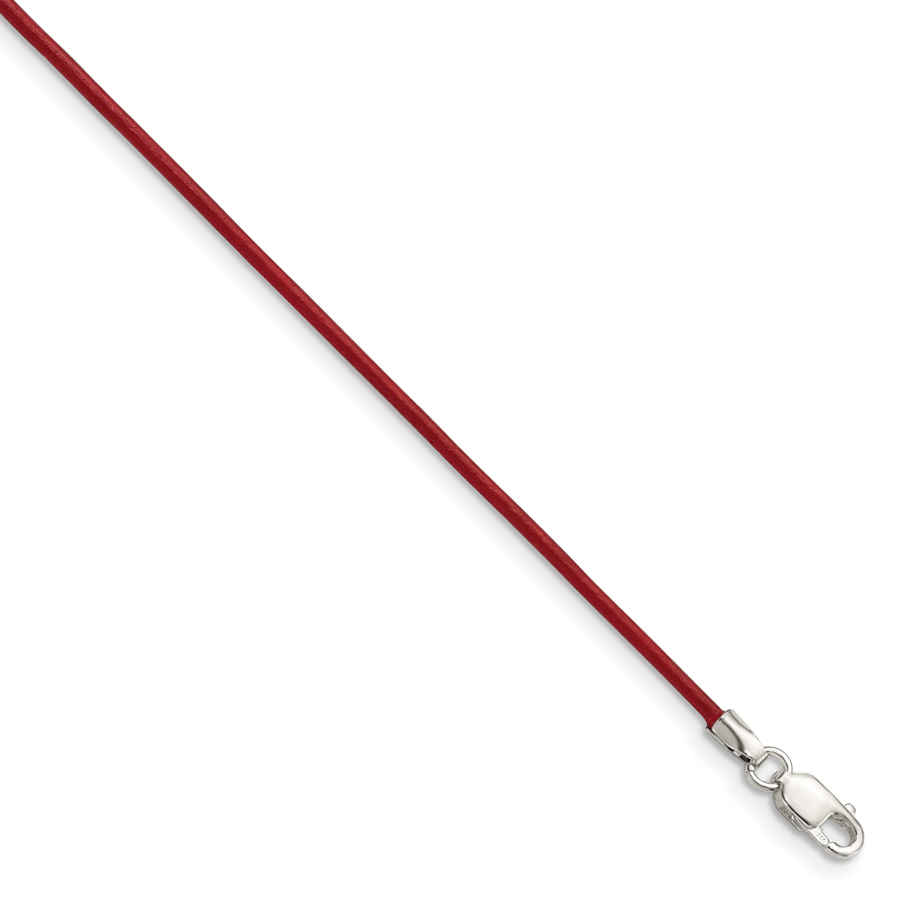 Sterling Silver 16inch 1.5mm Poppy Leather Cord Necklace