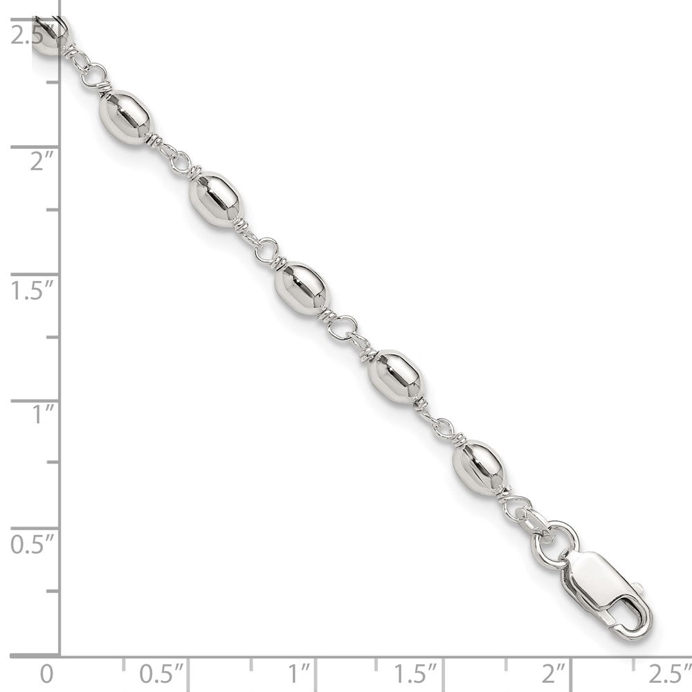 Sterling Silver Fancy Bead Anklet