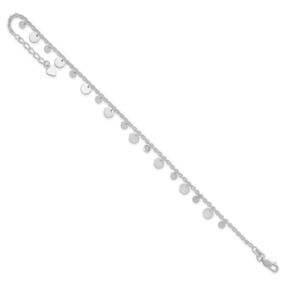 Sterling Silver Dangling Circle 9in Plus 1 in ext Anklet