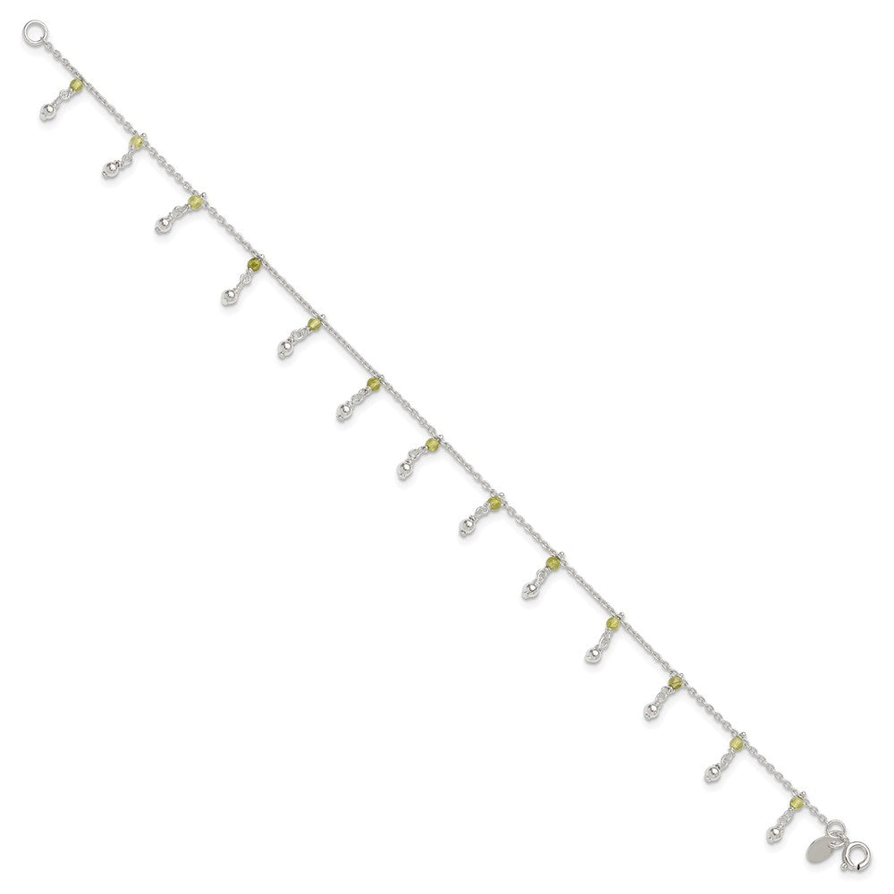 Sterling Silver Peridot Beads Anklet