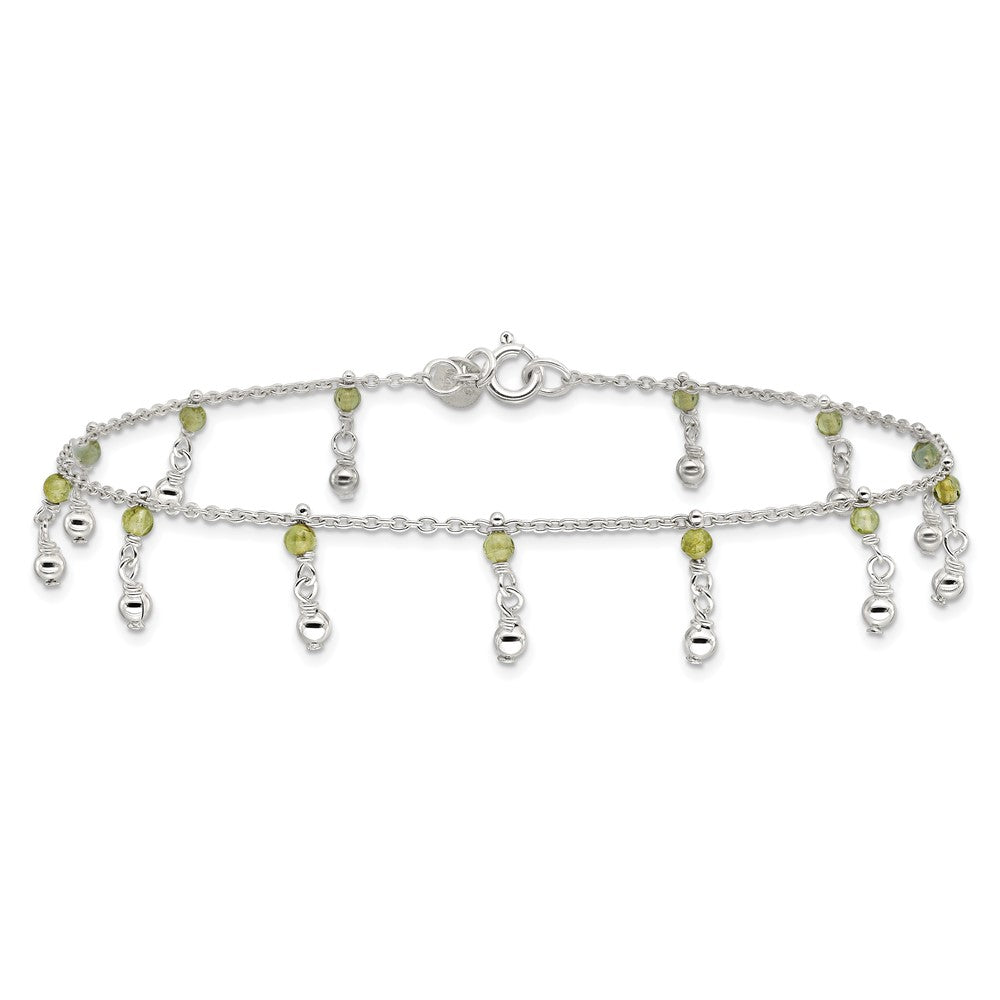 Sterling Silver Peridot Beads Anklet