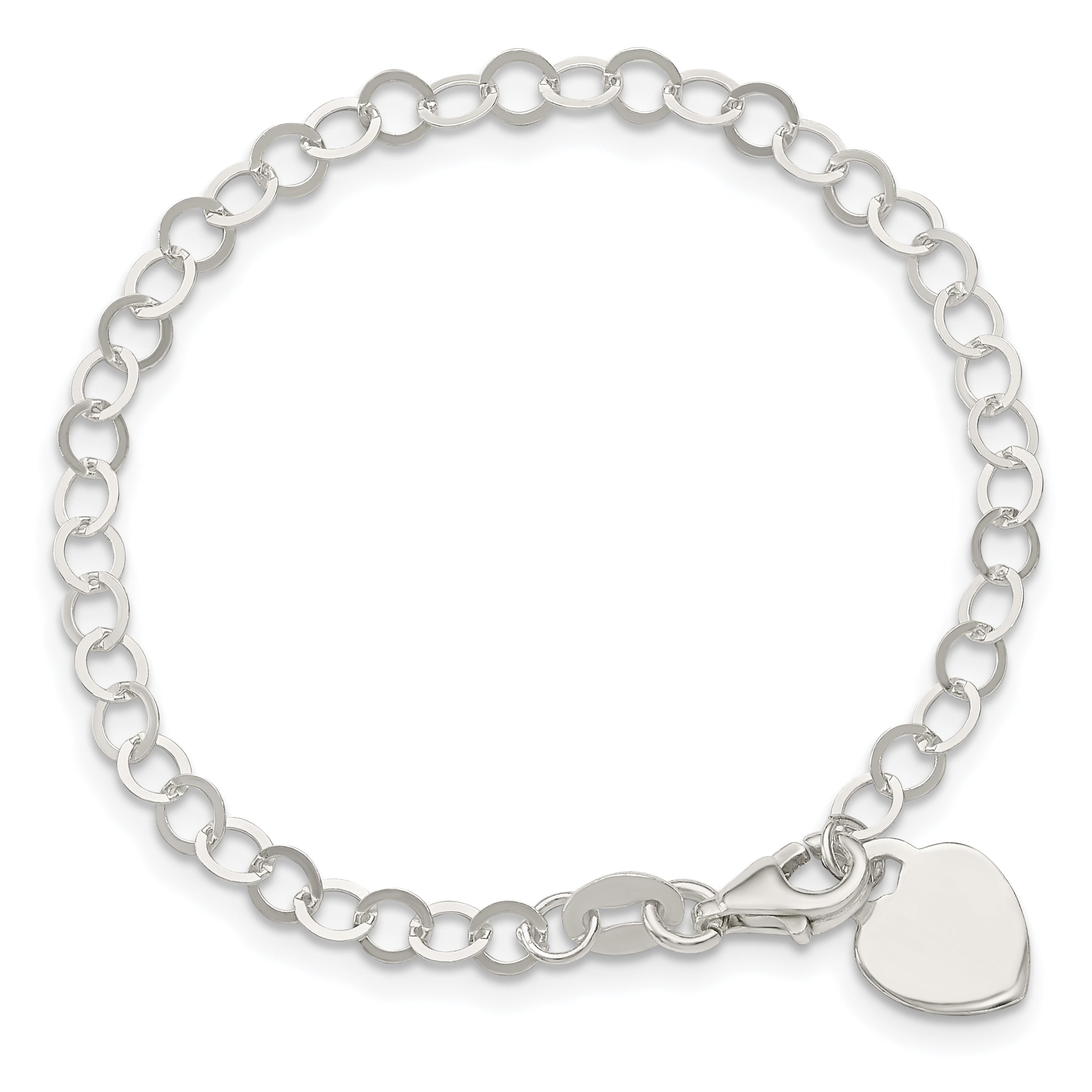 Sterling Silver Engraveable Heart Charm Childs Bracelet