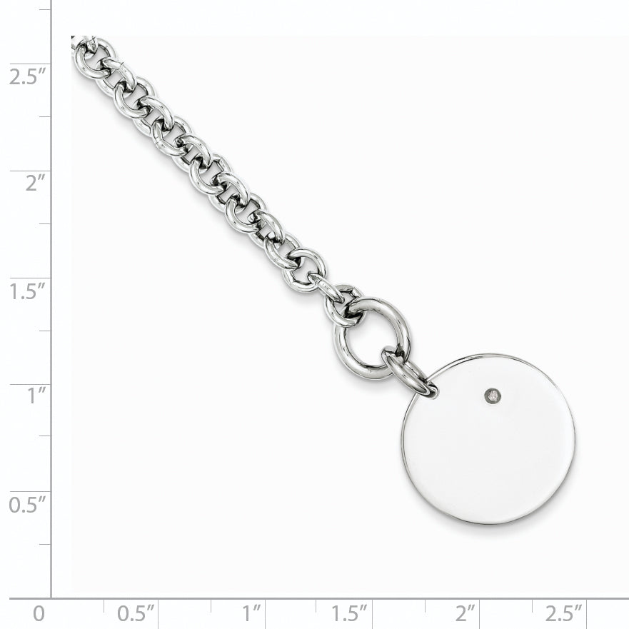 Sterling Silver Rhodium-plated .03ct Diamond Disc Bracelet