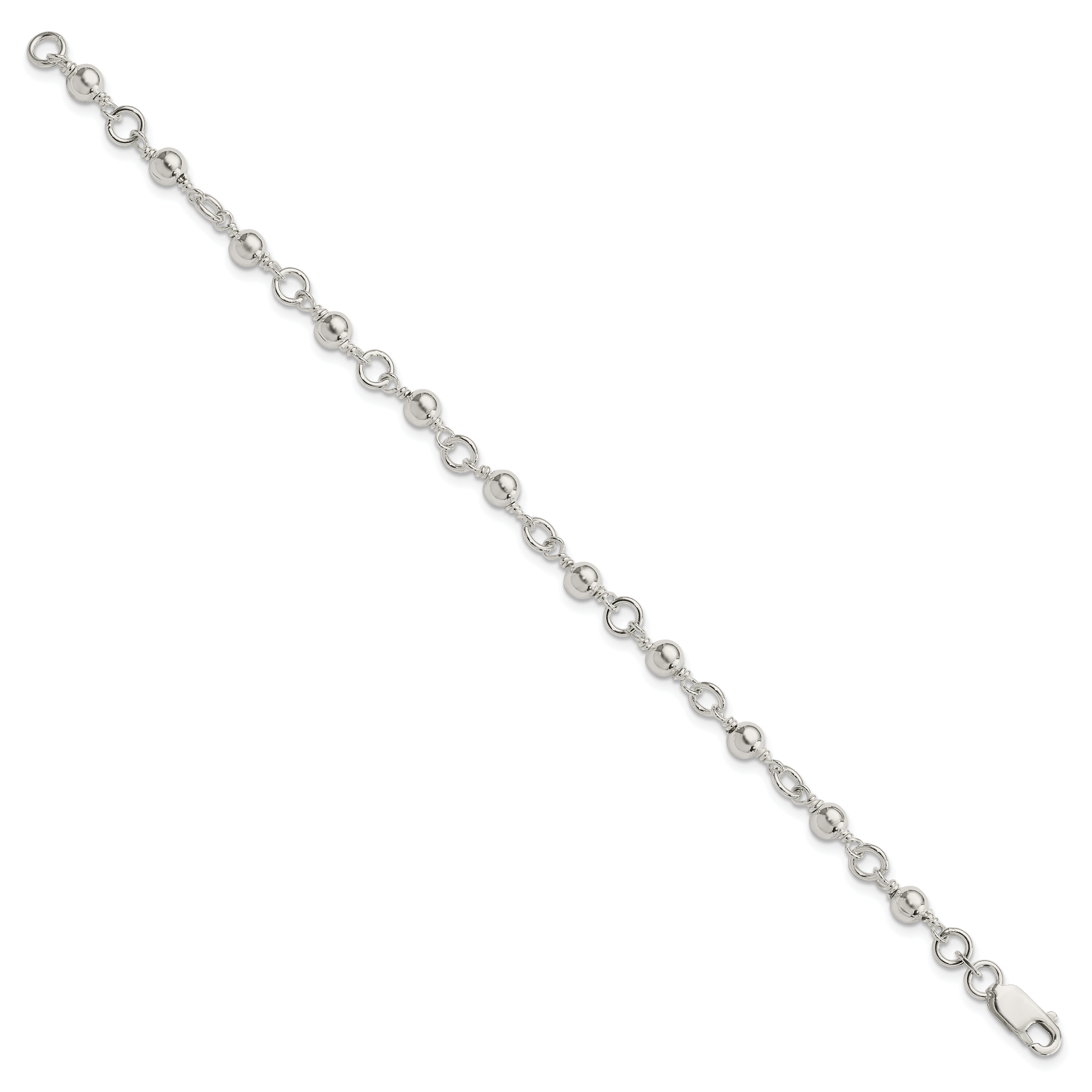Sterling Silver Beaded Fancy Link Bracelet