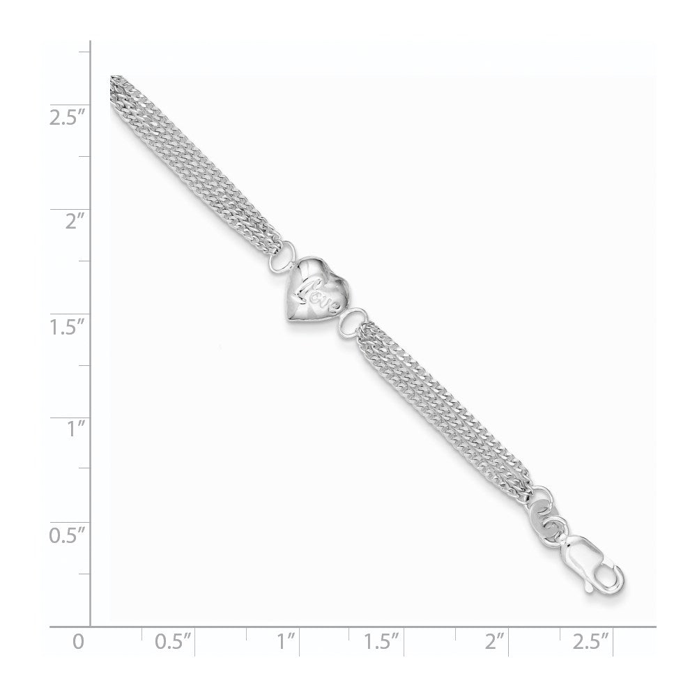 Sterling Silver Heart with Love Bracelet