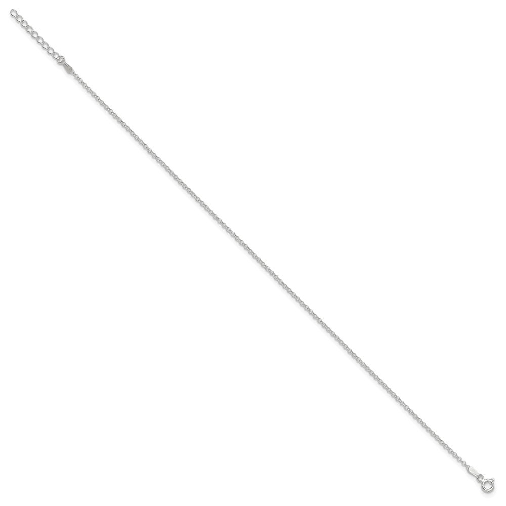 Sterling Silver 1.5mm Rolo 9in Plus 1in ext. Chain Anklet