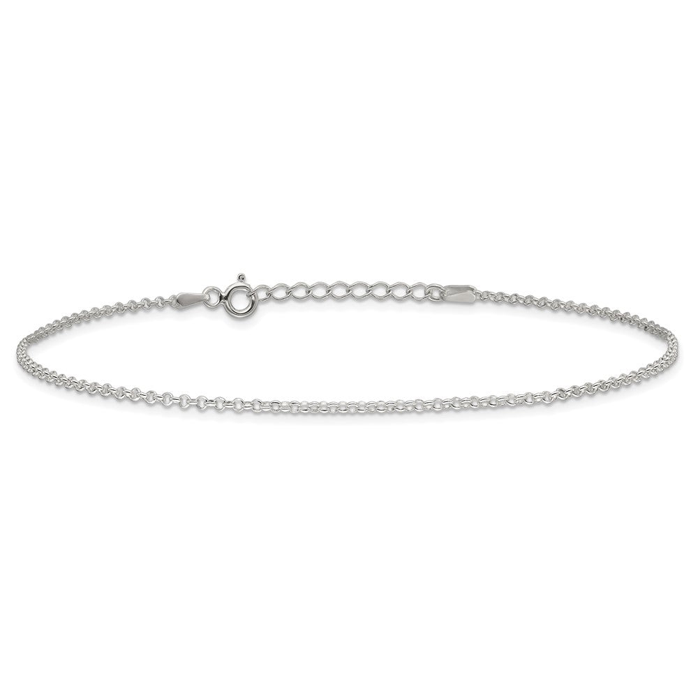 Sterling Silver 1.5mm Rolo 9in Plus 1in ext. Chain Anklet