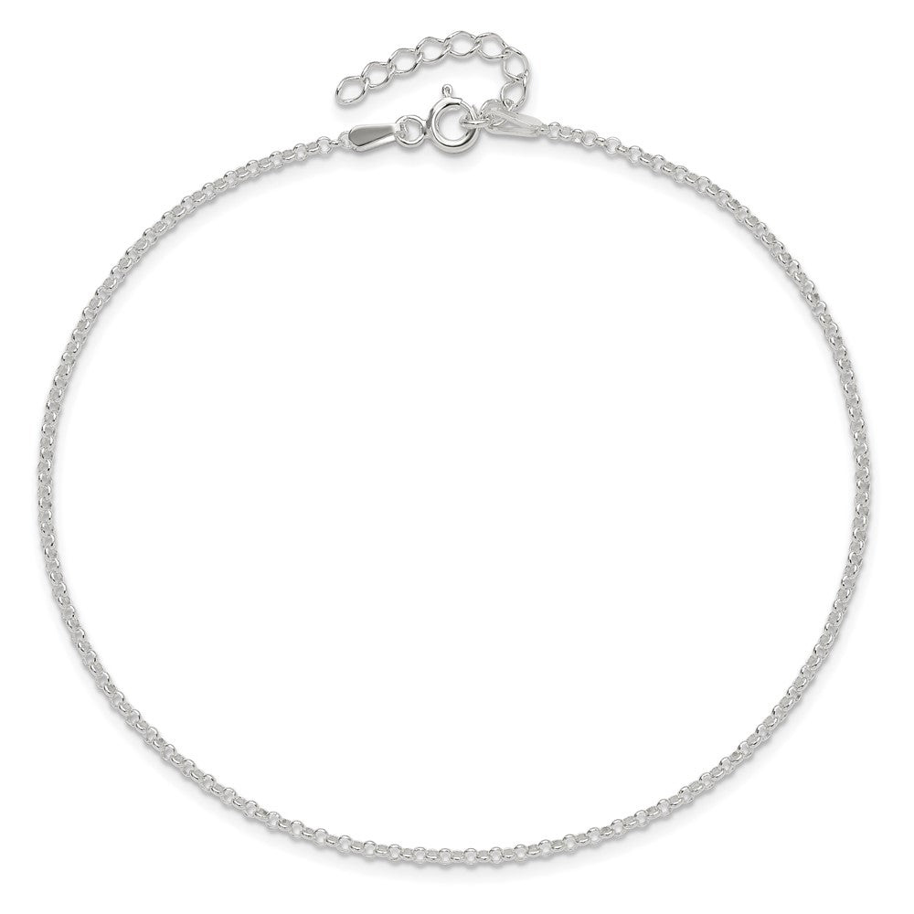 Sterling Silver 1.5mm Rolo 9in Plus 1in ext. Chain Anklet