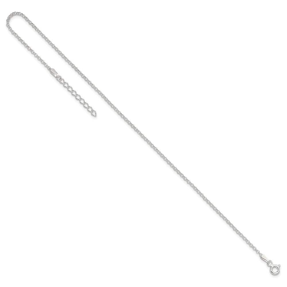 Sterling Silver 1.5mm Rolo 9in Plus 1in ext. Chain Anklet