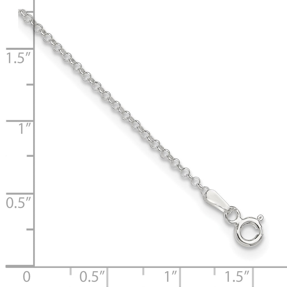 Sterling Silver 1.5mm Rolo 9in Plus 1in ext. Chain Anklet