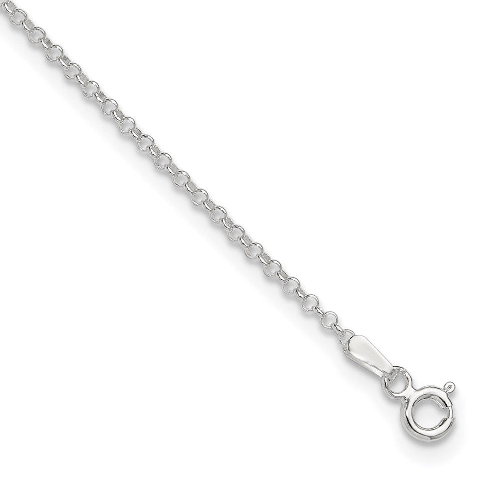 Sterling Silver 1.5mm Rolo 9in Plus 1in ext. Chain Anklet
