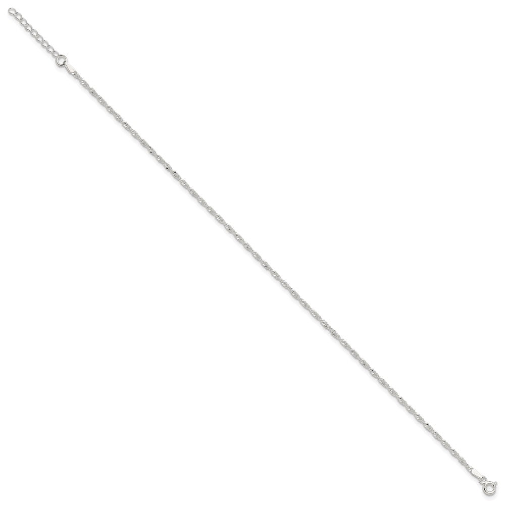 Sterling Silver 9 in Singapore Plus 1in ext. Chain Anklet