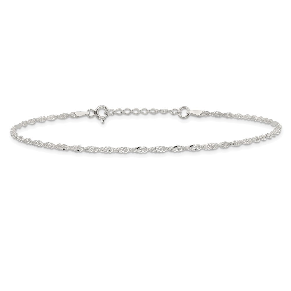 Sterling Silver 9 in Singapore Plus 1in ext. Chain Anklet