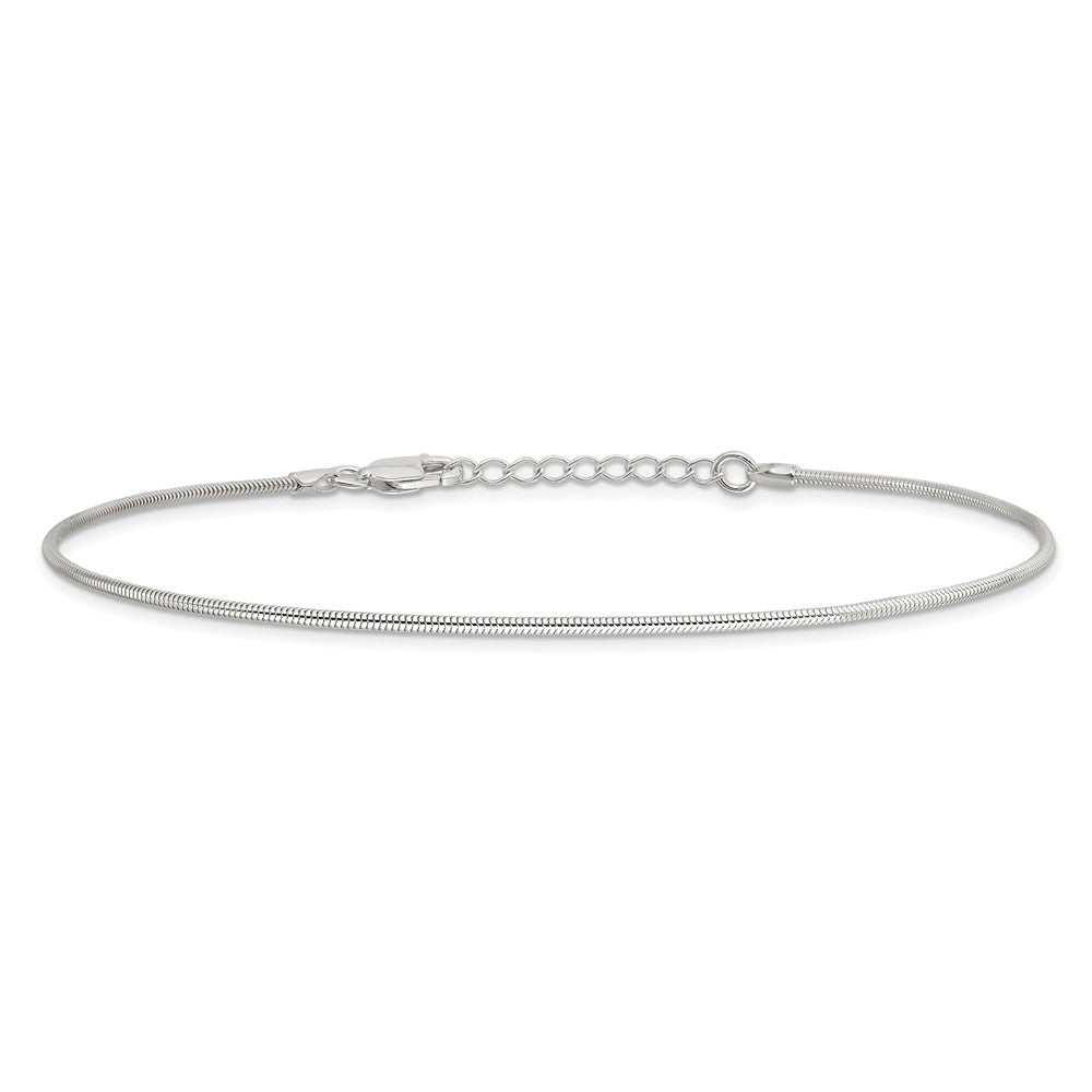 Sterling Silver 1.5mm Round Snake Chain 9in Plus 1in ext. Anklet