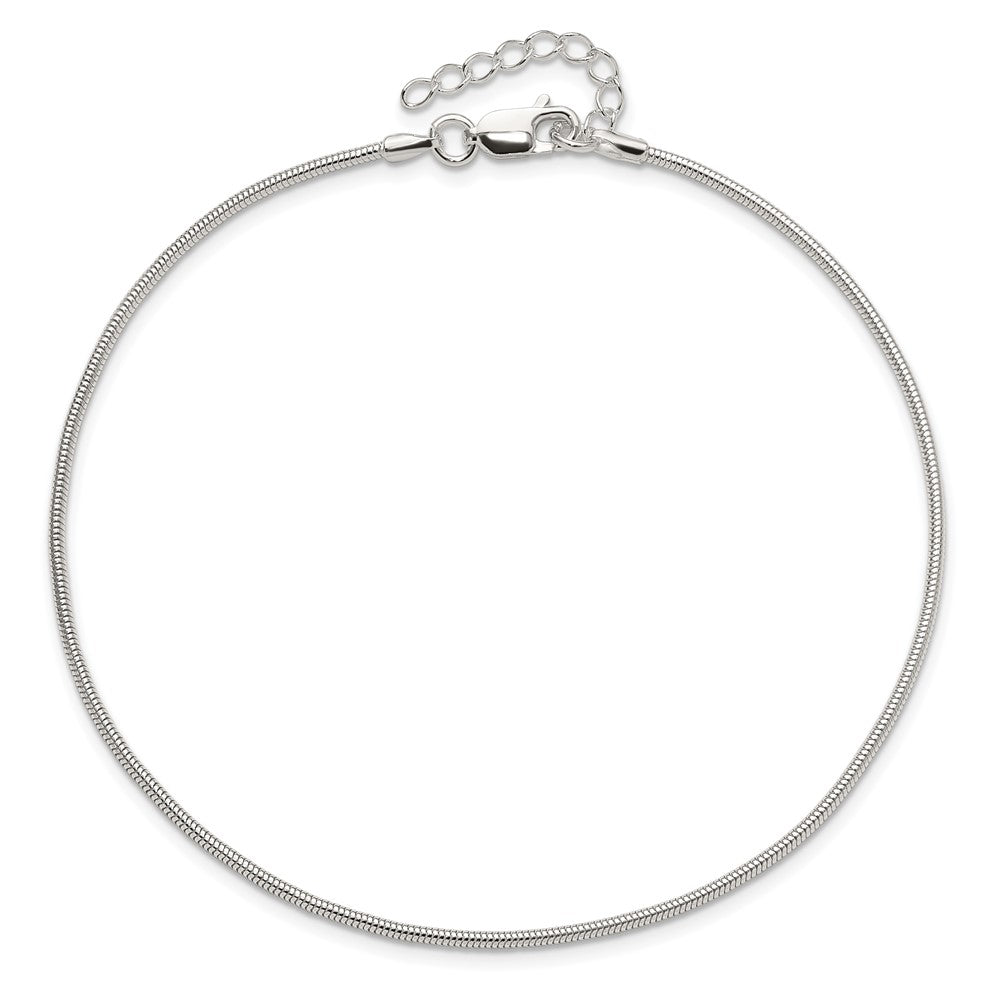 Sterling Silver 1.5mm Round Snake Chain 9in Plus 1in ext. Anklet