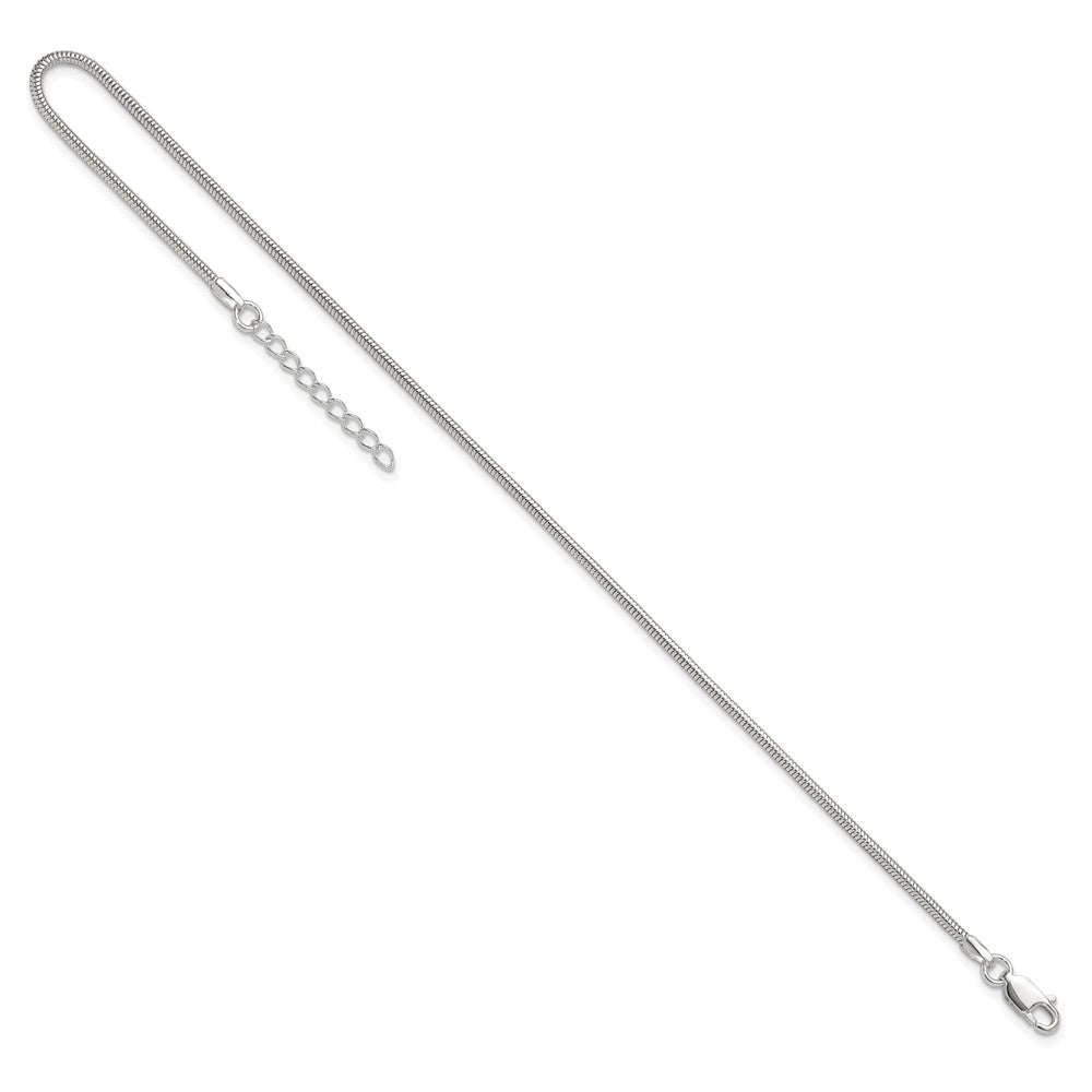 Sterling Silver 1.5mm Round Snake Chain 9in Plus 1in ext. Anklet