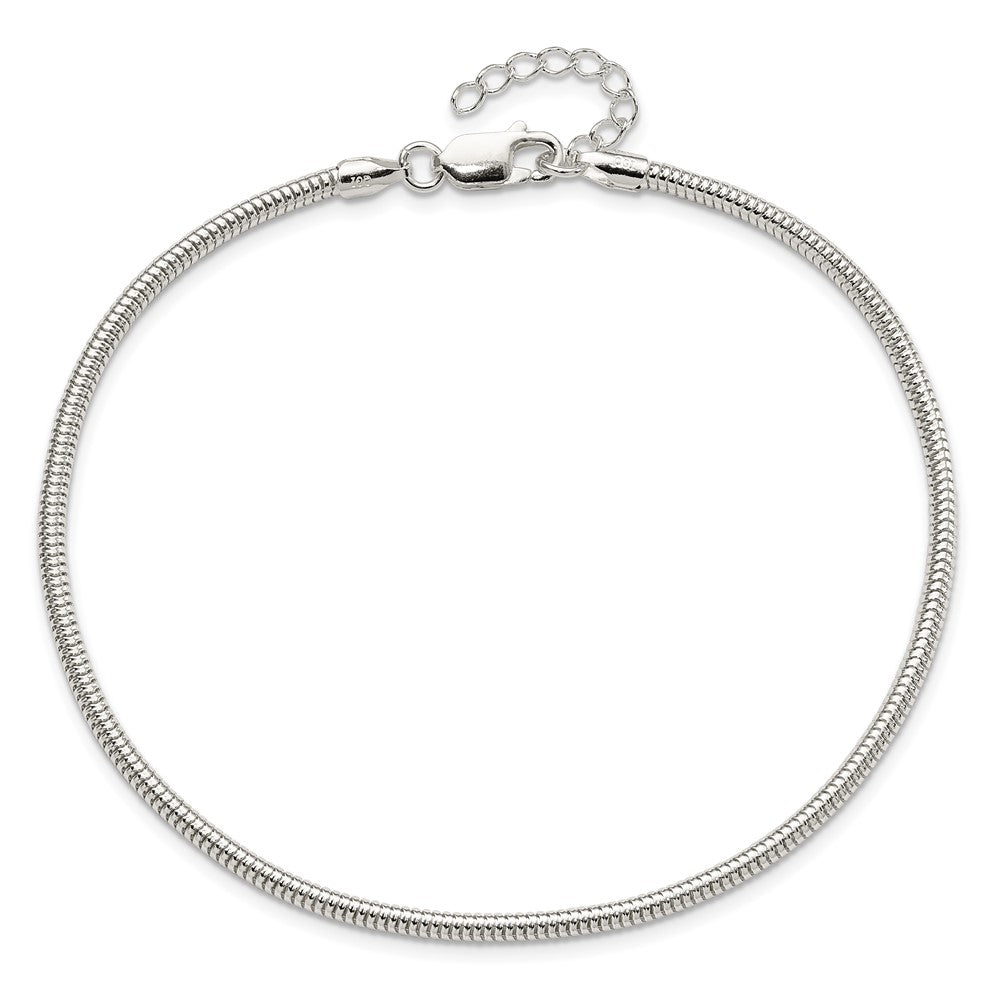 Sterling Silver 2.5mm Snake Chain 9in Plus 1in ext. Anklet