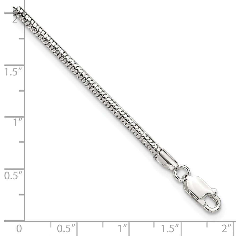 Sterling Silver 2.5mm Snake Chain 9in Plus 1in ext. Anklet