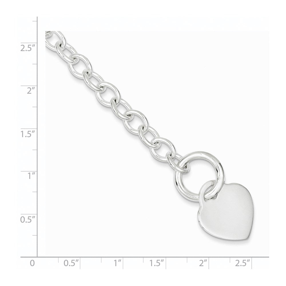 Sterling Silver Engraveable Heart Disc Toggle Bracelet