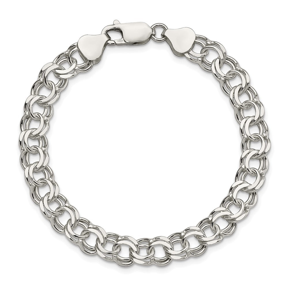 Sterling Silver 7.6mm Double Link Charm Bracelet