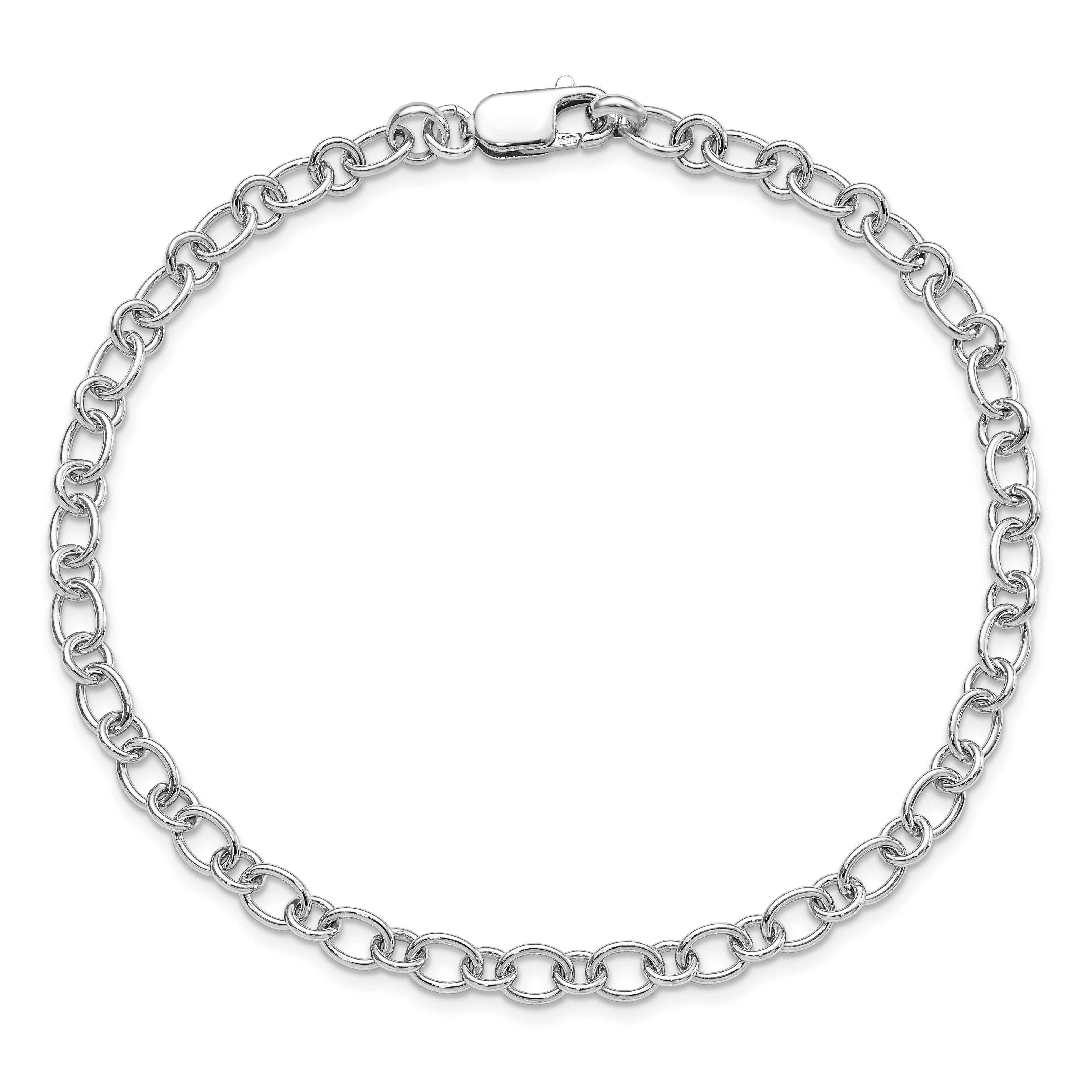 Amore La Vita Sterling Silver Rhodium-plated Polished 5mm 7.5 inch with Lobster Clasp Charm Bracelet