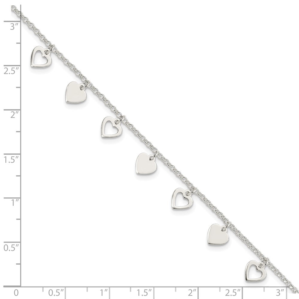 Sterling Silver w/ Hearts Bracelet