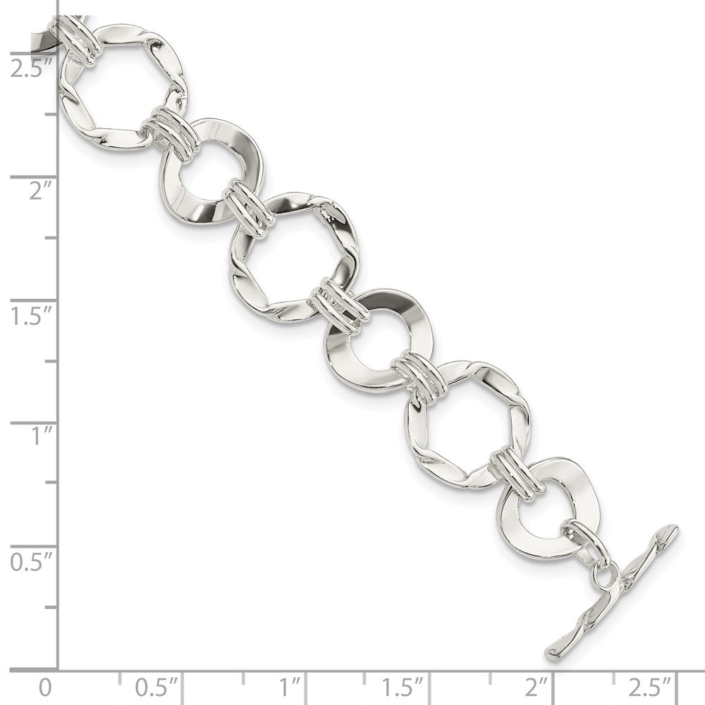 Sterling Silver Fancy Circle Link Bracelet