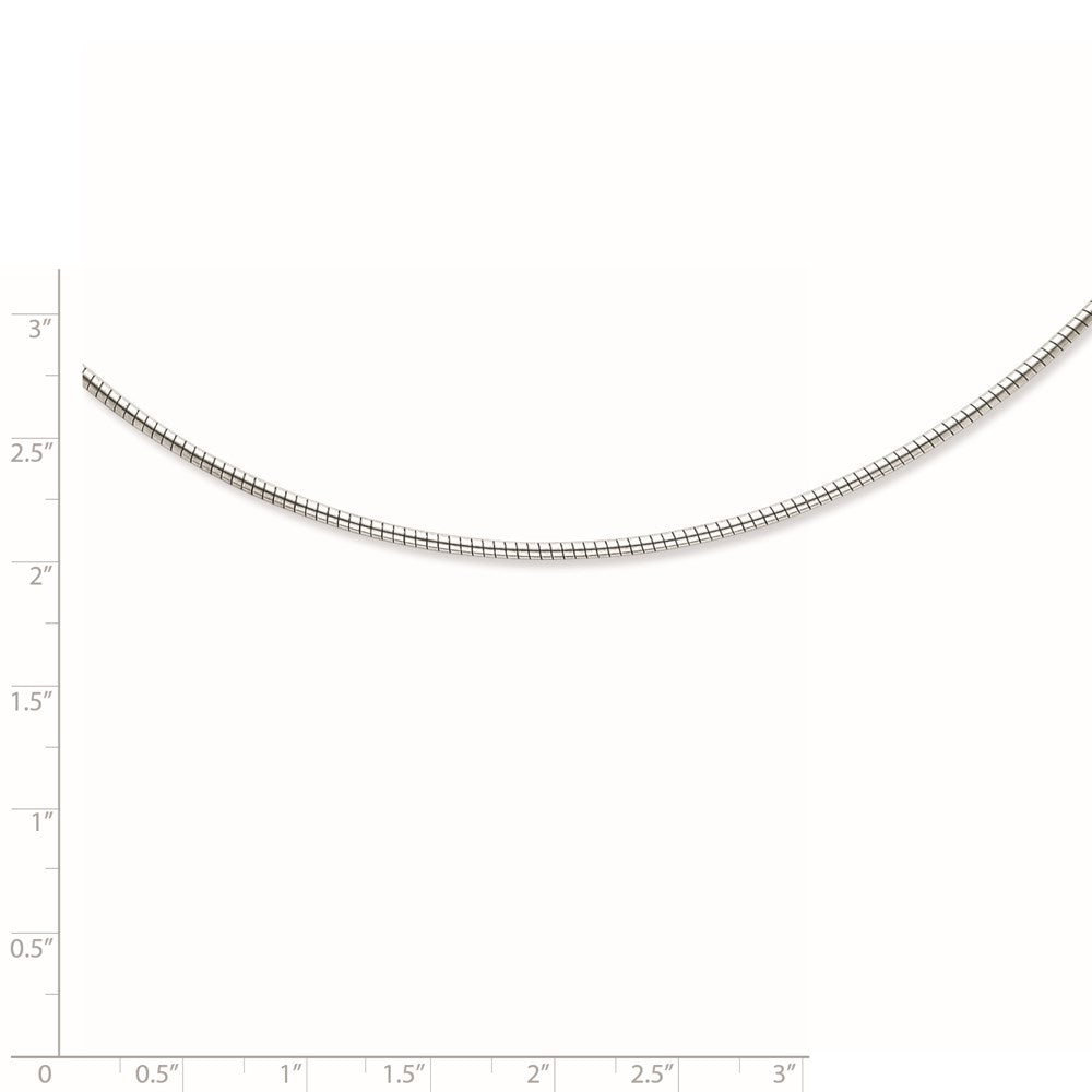 Sterling Silver Rhodium-plated 2mm Round w/2in ext Cubetto