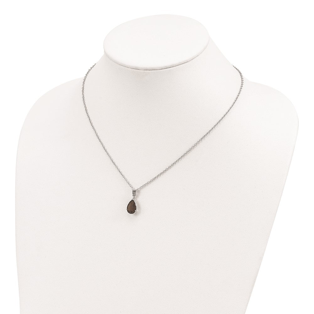 Brilliant Gemstones Sterling Silver with 14K Accent Rhodium-plated Smoky Quartz and Citrine Necklace