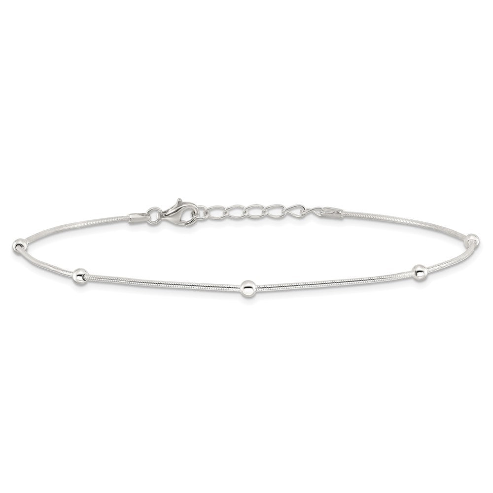 Sterling Silver 9in Plus1.5 in ext Polished Anklet