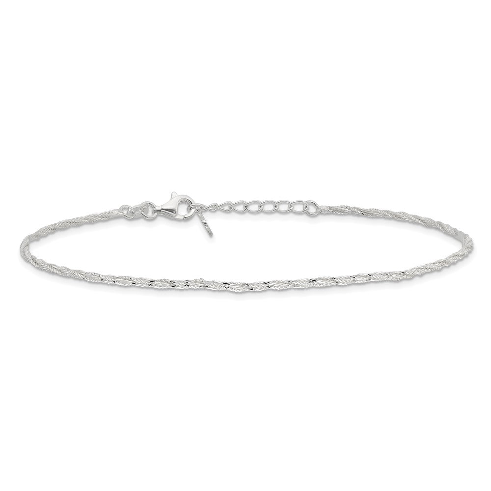 Sterling Silver Polished 9in Plus 1in ext. Anklet