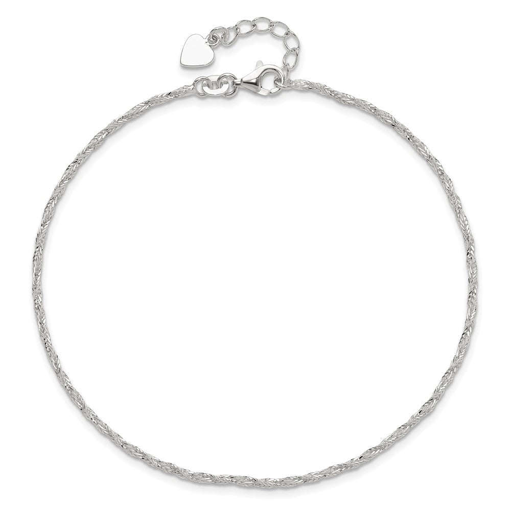 Sterling Silver Polished 9in Plus 1in ext. Anklet