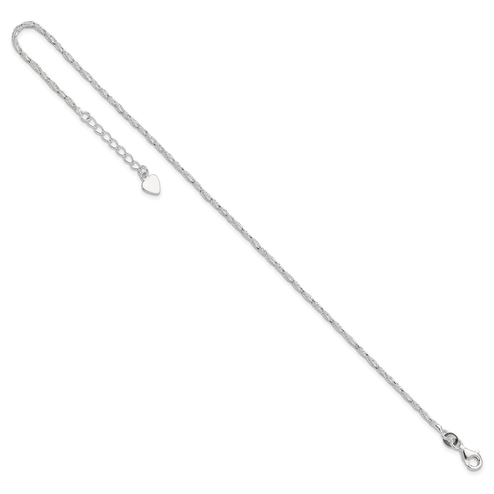 Sterling Silver Polished 9in Plus 1in ext. Anklet