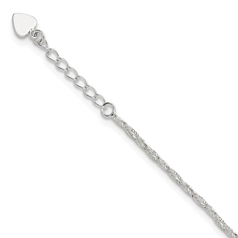 Sterling Silver Polished 9in Plus 1in ext. Anklet