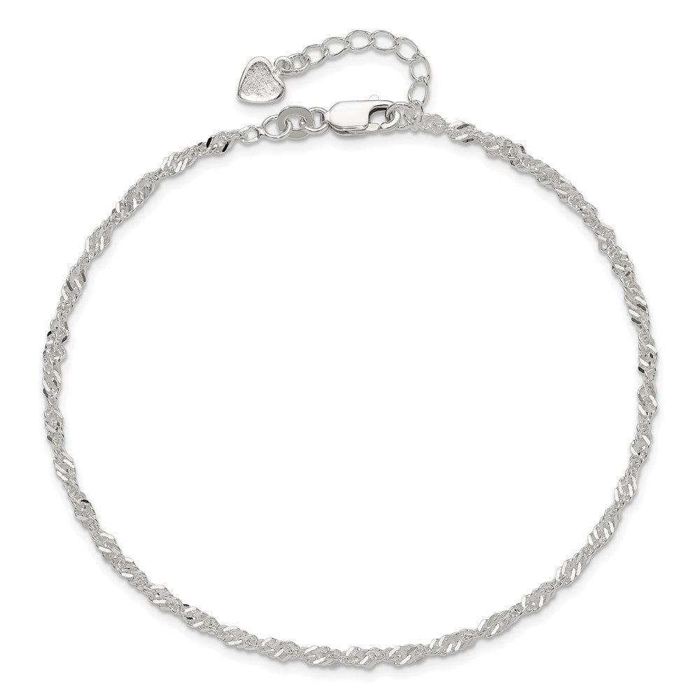 Sterling Silver D/C Polished 9in Including a 1in Ext. Anklet