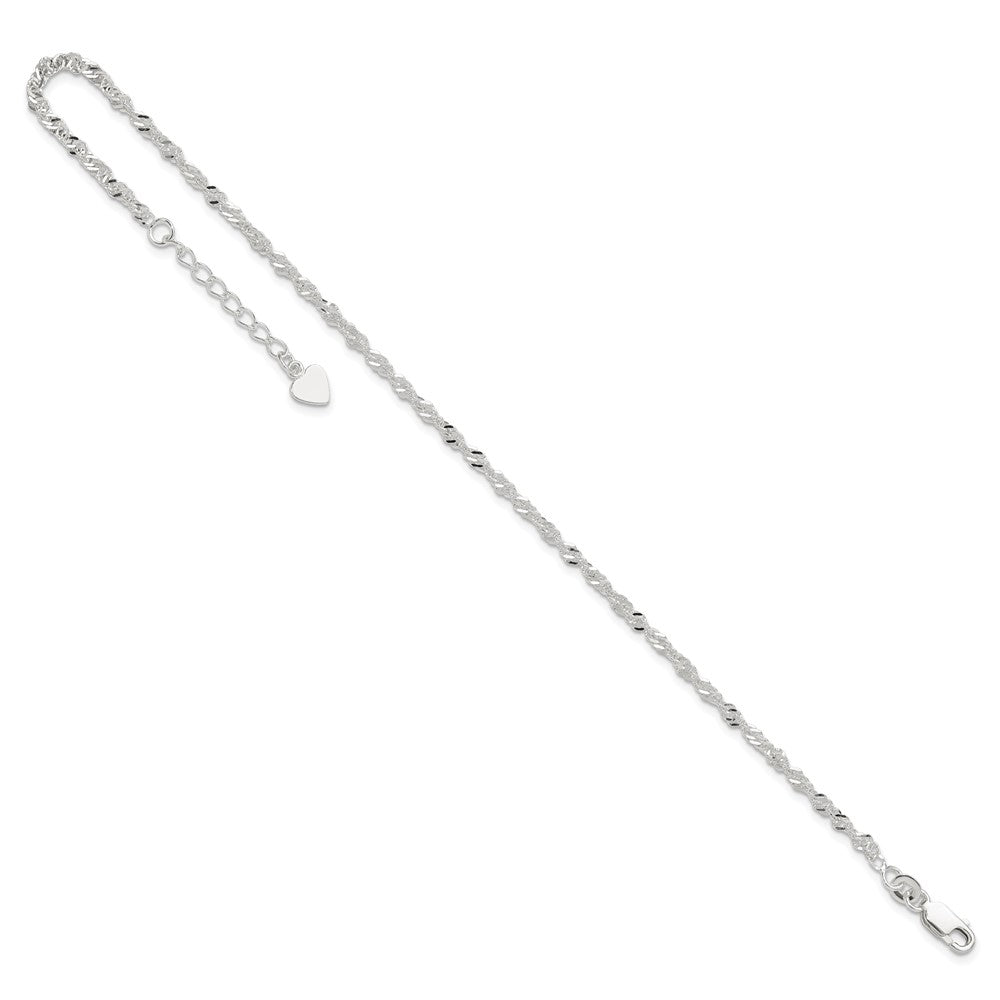 Sterling Silver D/C Polished 9in Including a 1in Ext. Anklet