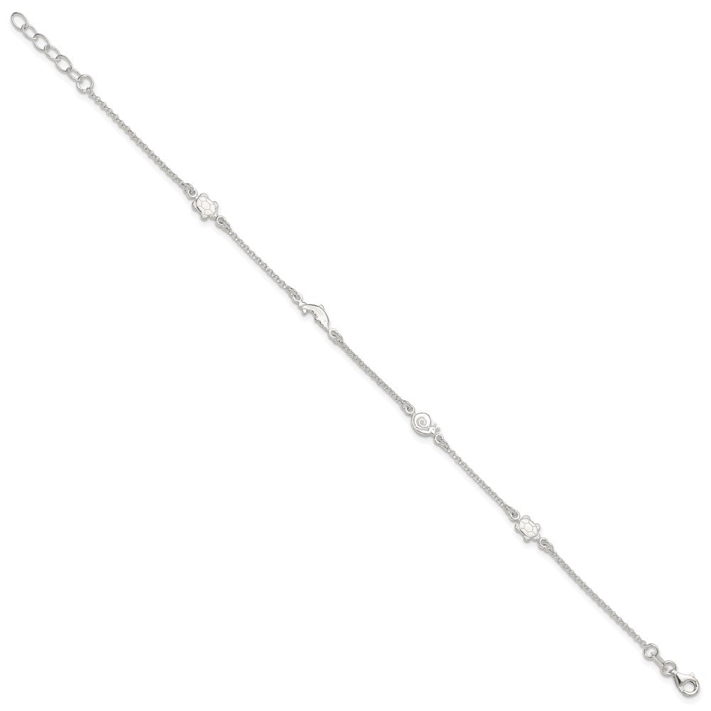 Sterling Silver Polished Animal 9in Plus 1in Ext. Anklet