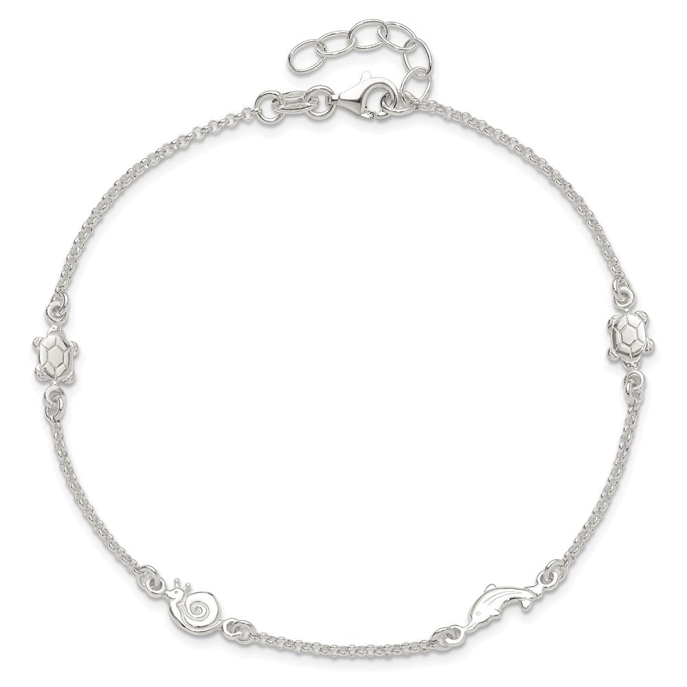 Sterling Silver Polished Animal 9in Plus 1in Ext. Anklet