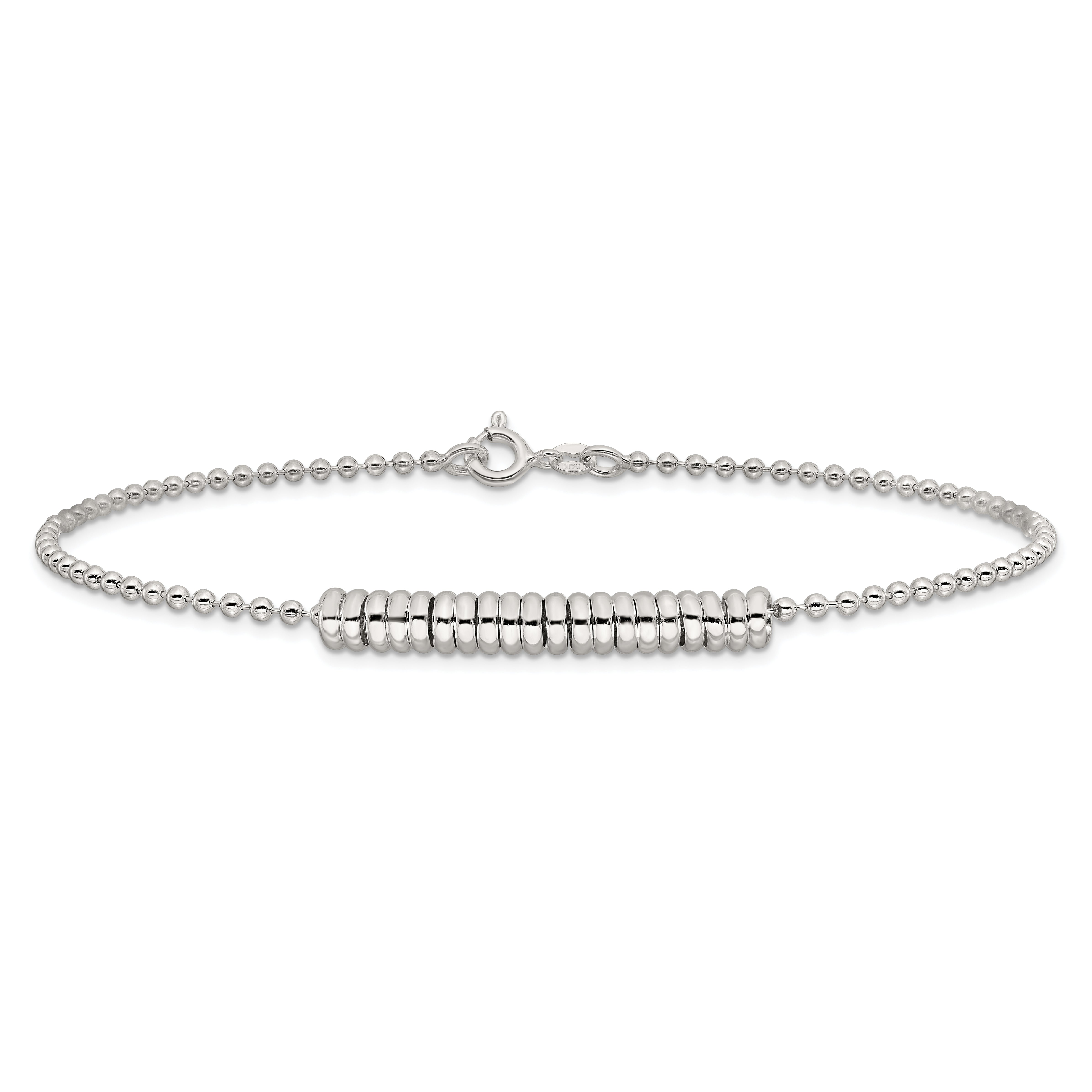 Sterling Silver 10inch Polished Fancy Love Ring Anklet