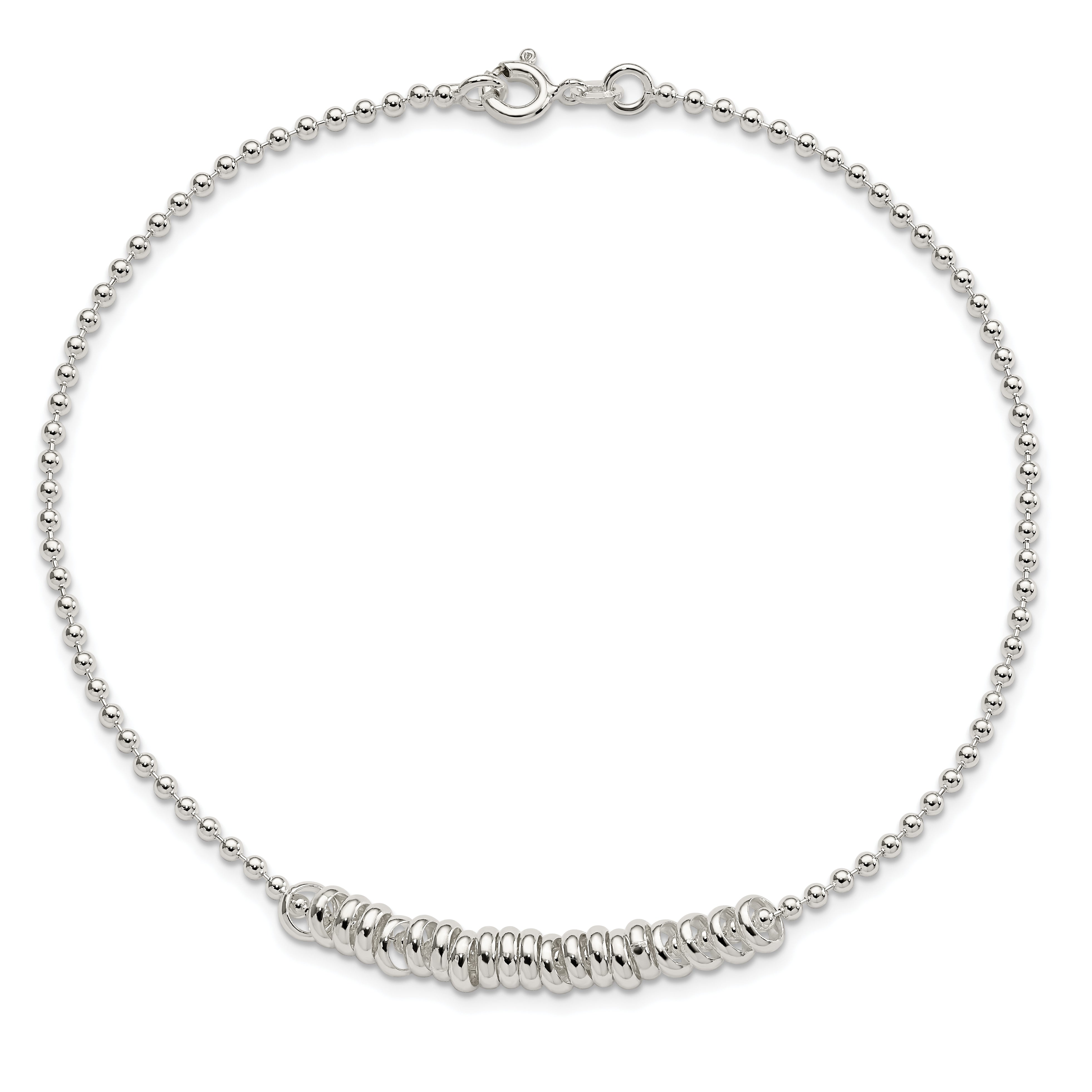 Sterling Silver 10inch Polished Fancy Love Ring Anklet